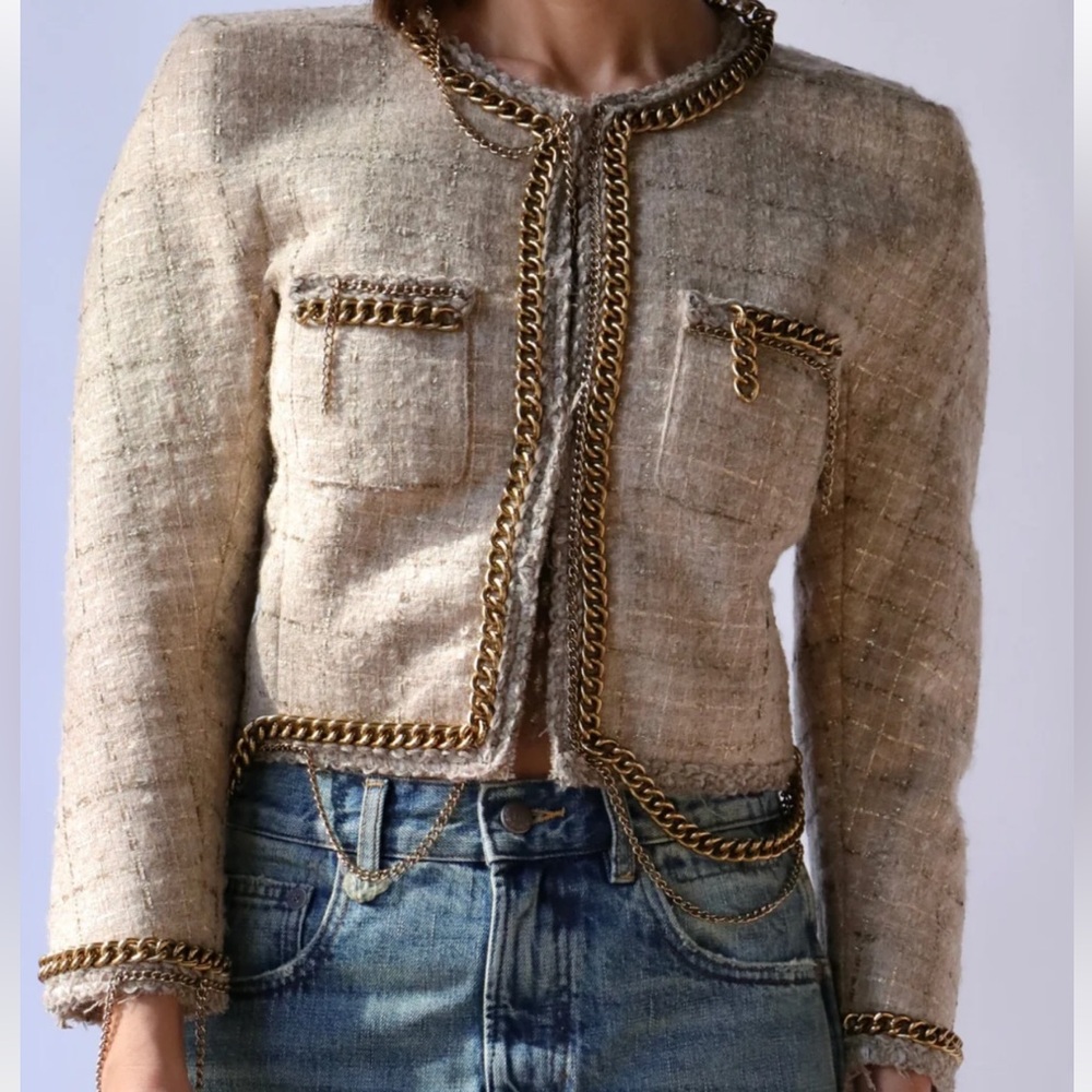 R13 Square shoulder Tweed jacket